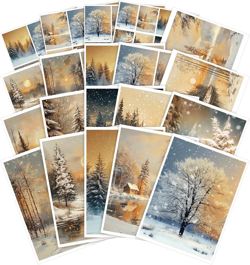 Watersay 20 Pcs Decoupage Paper 8.3"x11.2" Christmas Decoupage Paper Pack Papers Retro for Craft and Scrapbooking(Winter) - Image 2